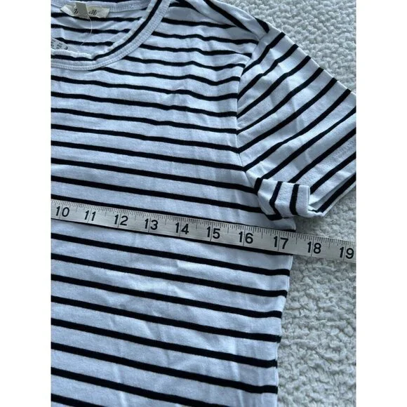 Madewell Womens Cotton Perfect Striped Crewneck Tee in White/Black NS582 - Picture 7 of 8